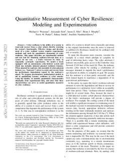 Quantitative Measurement of Cyber Resilience: Modeling and Experimentation