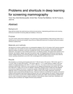 Problems and shortcuts in deep learning for screening mammography