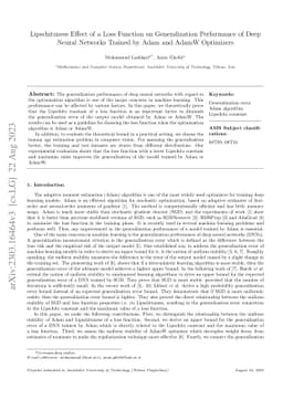 Lipschitzness Effect of a Loss Function on Generalization Performance of
  Deep Neural Networks Trained by Adam and AdamW Optimizers