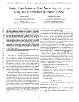 Poster: Link between Bias, Node Sensitivity and Long-Tail Distribution
  in trained DNNs