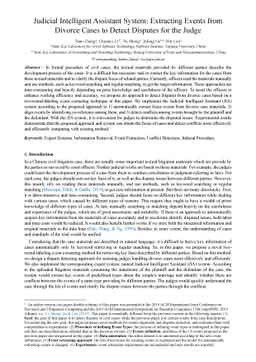 Judicial Intelligent Assistant System: Extracting Events from Divorce
  Cases to Detect Disputes for the Judge