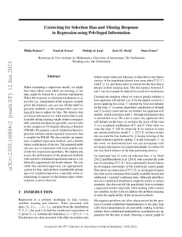 Correcting for Selection Bias and Missing Response in Regression using
  Privileged Information