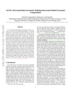 ALUM: Adversarial Data Uncertainty Modeling from Latent Model
  Uncertainty Compensation