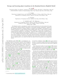 Storage and Learning phase transitions in the Random-Features Hopfield
  Model