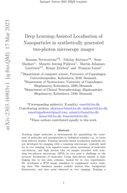 Deep Learning-Assisted Localisation of Nanoparticles in synthetically
  generated two-photon microscopy images