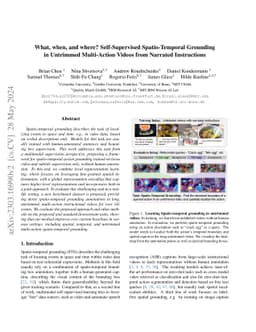 What, when, and where? -- Self-Supervised Spatio-Temporal Grounding in
  Untrimmed Multi-Action Videos from Narrated Instructions