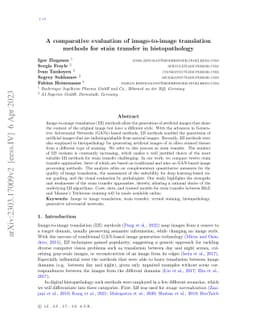 A comparative evaluation of image-to-image translation methods for stain
  transfer in histopathology