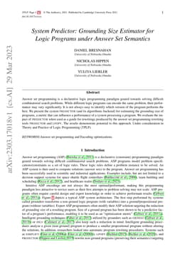 System Predictor: Grounding Size Estimator for Logic Programs under
  Answer Set Semantics
