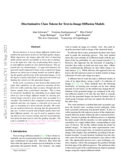 Discriminative Class Tokens for Text-to-Image Diffusion Models