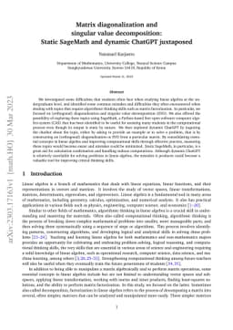 Matrix diagonalization and singular value decomposition: Static SageMath
  and dynamic ChatGPT juxtaposed