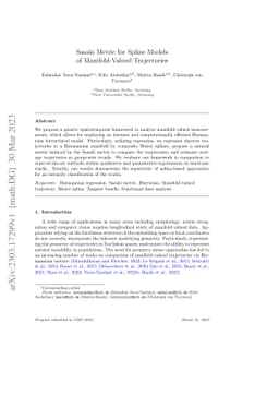Sasaki Metric for Spline Models of Manifold-Valued Trajectories