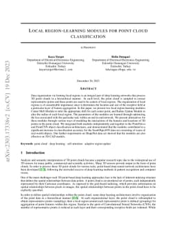 Local region-learning modules for point cloud classification