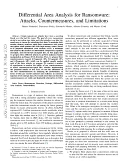 Differential Area Analysis for Ransomware: Attacks, Countermeasures, and Limitations