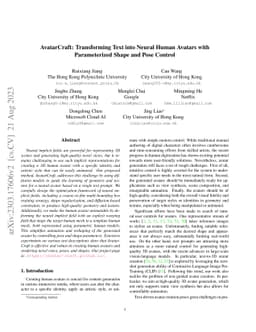 AvatarCraft: Transforming Text into Neural Human Avatars with
  Parameterized Shape and Pose Control