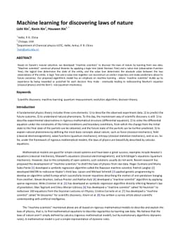 Machine learning for discovering laws of nature