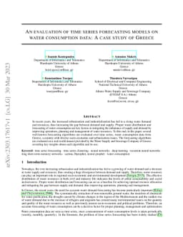 An evaluation of time series forecasting models on water consumption
  data: A case study of Greece