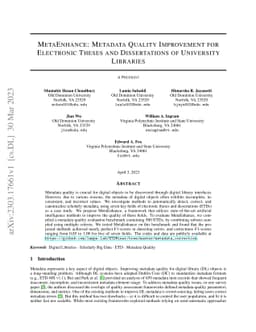 MetaEnhance: Metadata Quality Improvement for Electronic Theses and
  Dissertations of University Libraries