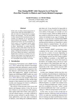 Fine-Tuning BERT with Character-Level Noise for Zero-Shot Transfer to
  Dialects and Closely-Related Languages