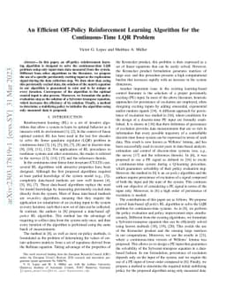 An Efficient Off-Policy Reinforcement Learning Algorithm for the
  Continuous-Time LQR Problem