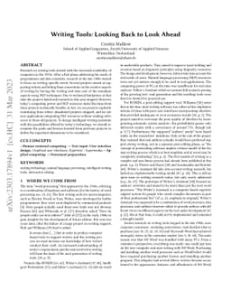 Writing Tools: Looking Back to Look Ahead
