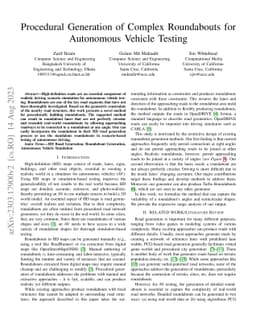 Procedural Generation of Complex Roundabouts for Autonomous Vehicle
  Testing