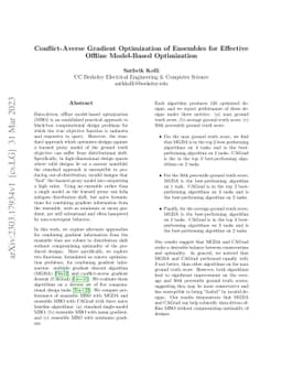 Conflict-Averse Gradient Optimization of Ensembles for Effective Offline
  Model-Based Optimization