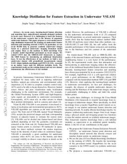 Knowledge Distillation for Feature Extraction in Underwater VSLAM