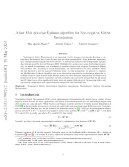 A fast Multiplicative Updates algorithm for Non-negative Matrix
  Factorization