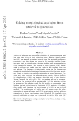 Solving morphological analogies: from retrieval to generation