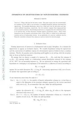 Hypothesis testing on invariant subspaces of non-symmetric matrices with applications to network statistics