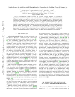 Equivalence of Additive and Multiplicative Coupling in Spiking Neural
  Networks