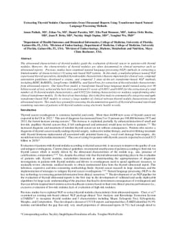Extracting Thyroid Nodules Characteristics from Ultrasound Reports Using
  Transformer-based Natural Language Processing Methods