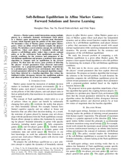 Soft-Bellman Equilibrium in Affine Markov Games: Forward Solutions and
  Inverse Learning