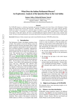 What Does the Indian Parliament Discuss? An Exploratory Analysis of the
  Question Hour in the Lok Sabha