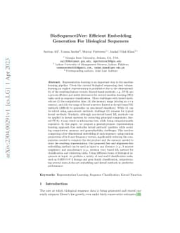 BioSequence2Vec: Efficient Embedding Generation For Biological Sequences