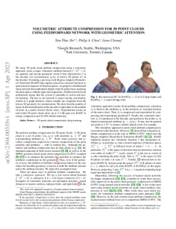 Volumetric Attribute Compression for 3D Point Clouds using Feedforward
  Network with Geometric Attention