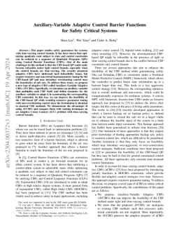 Auxiliary-Variable Adaptive Control Barrier Functions for Safety
  Critical Systems