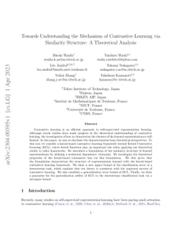 Towards Understanding the Mechanism of Contrastive Learning via
  Similarity Structure: A Theoretical Analysis