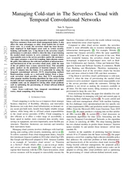 Managing Cold-start in The Serverless Cloud with Temporal Convolutional
  Networks