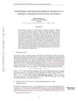 Geometric constraints improve inference of sparsely observed stochastic
  dynamics
