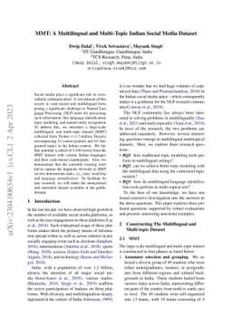 MMT: A Multilingual and Multi-Topic Indian Social Media Dataset