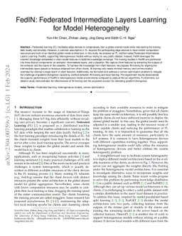 FedIN: Federated Intermediate Layers Learning for Model Heterogeneity