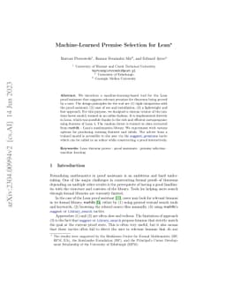 Machine-Learned Premise Selection for Lean