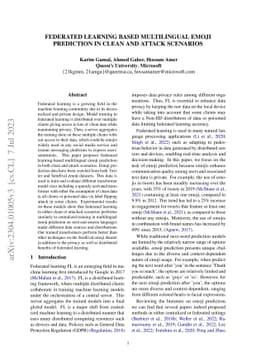 Federated Learning Based Multilingual Emoji Prediction In Clean and
  Attack Scenarios