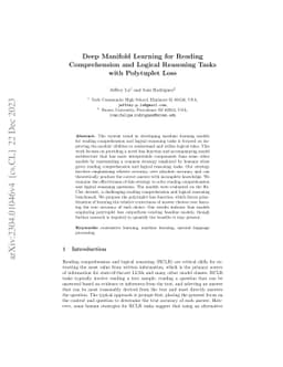 Deep Manifold Learning for Reading Comprehension and Logical Reasoning
  Tasks with Polytuplet Loss
