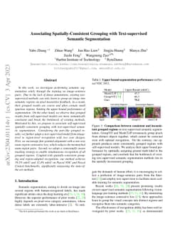 Associating Spatially-Consistent Grouping with Text-supervised Semantic
  Segmentation