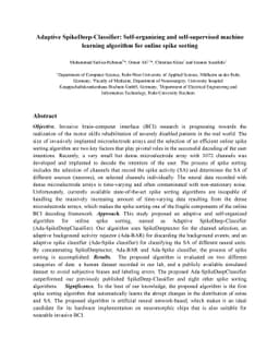 Adaptive SpikeDeep-Classifier: Self-organizing and self-supervised
  machine learning algorithm for online spike sorting
