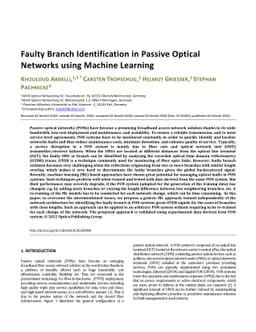 Faulty Branch Identification in Passive Optical Networks using Machine
  Learning