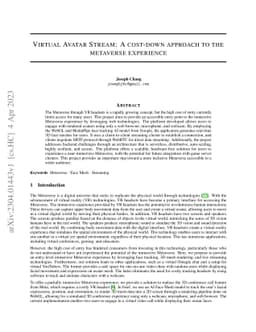 Virtual Avatar Stream: a cost-down approach to the Metaverse experience