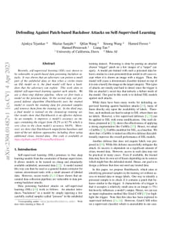 Defending Against Patch-based Backdoor Attacks on Self-Supervised
  Learning